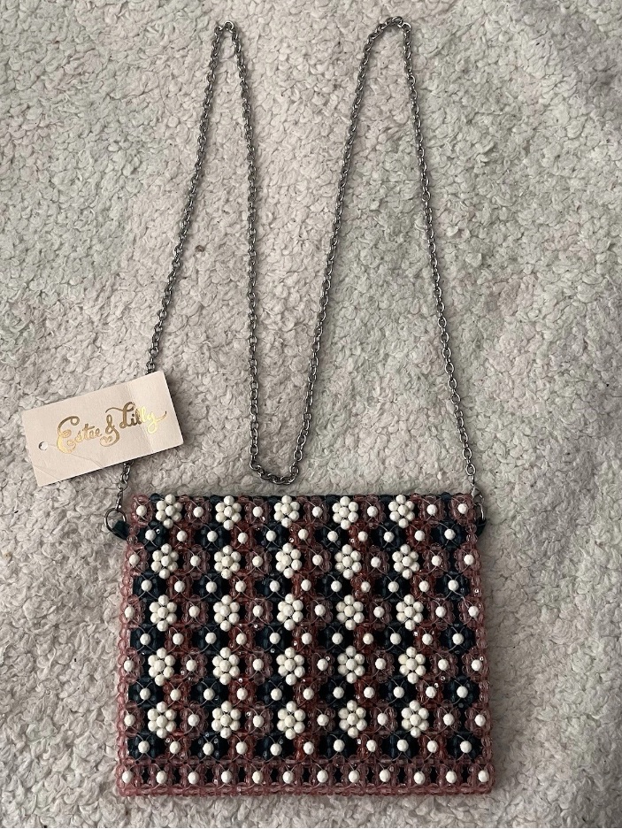 Nwt Estee & Lilly Beaded Sequin Crossbody Shoulder Bag Purse Chain Strap
